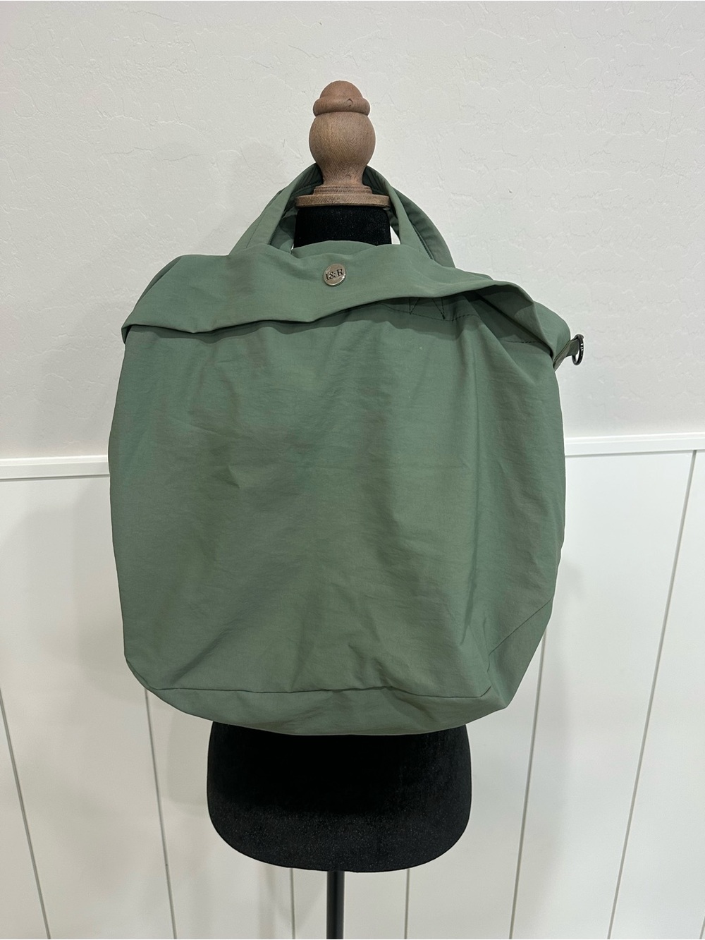 Olive Green Convertible Messenger Tote - Picture 3 of 4